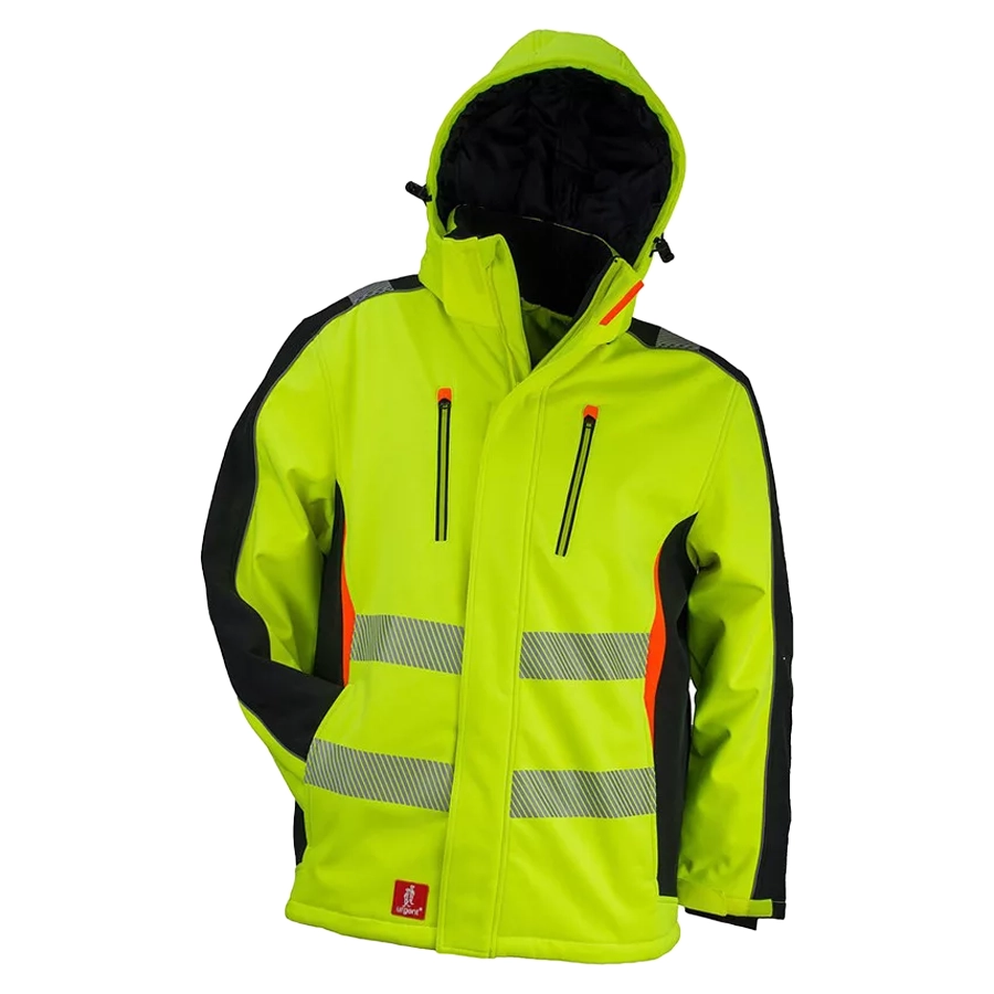 Urgent 980 Jól Láthatósági Bélelt Softshell Kabát, Neon sárga / fekete