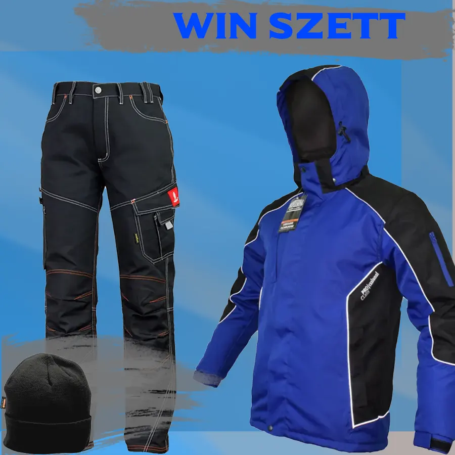 WIN Munkaruha szett - Derekas munkásnadrág + téli kabát + sapka